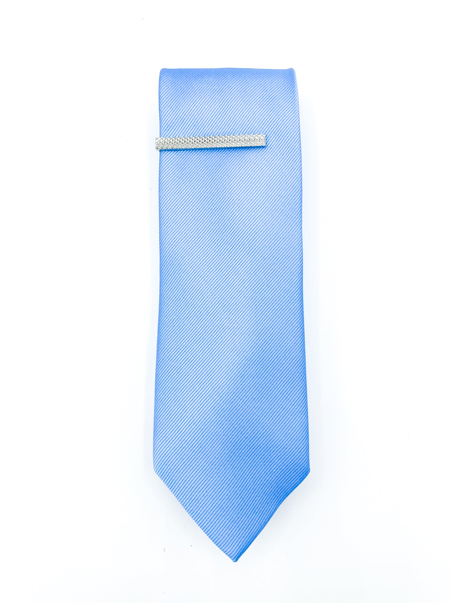 Blue Tie with Floral Pocket Square, Lapel Pin, Tie Bar and Fabric Bag