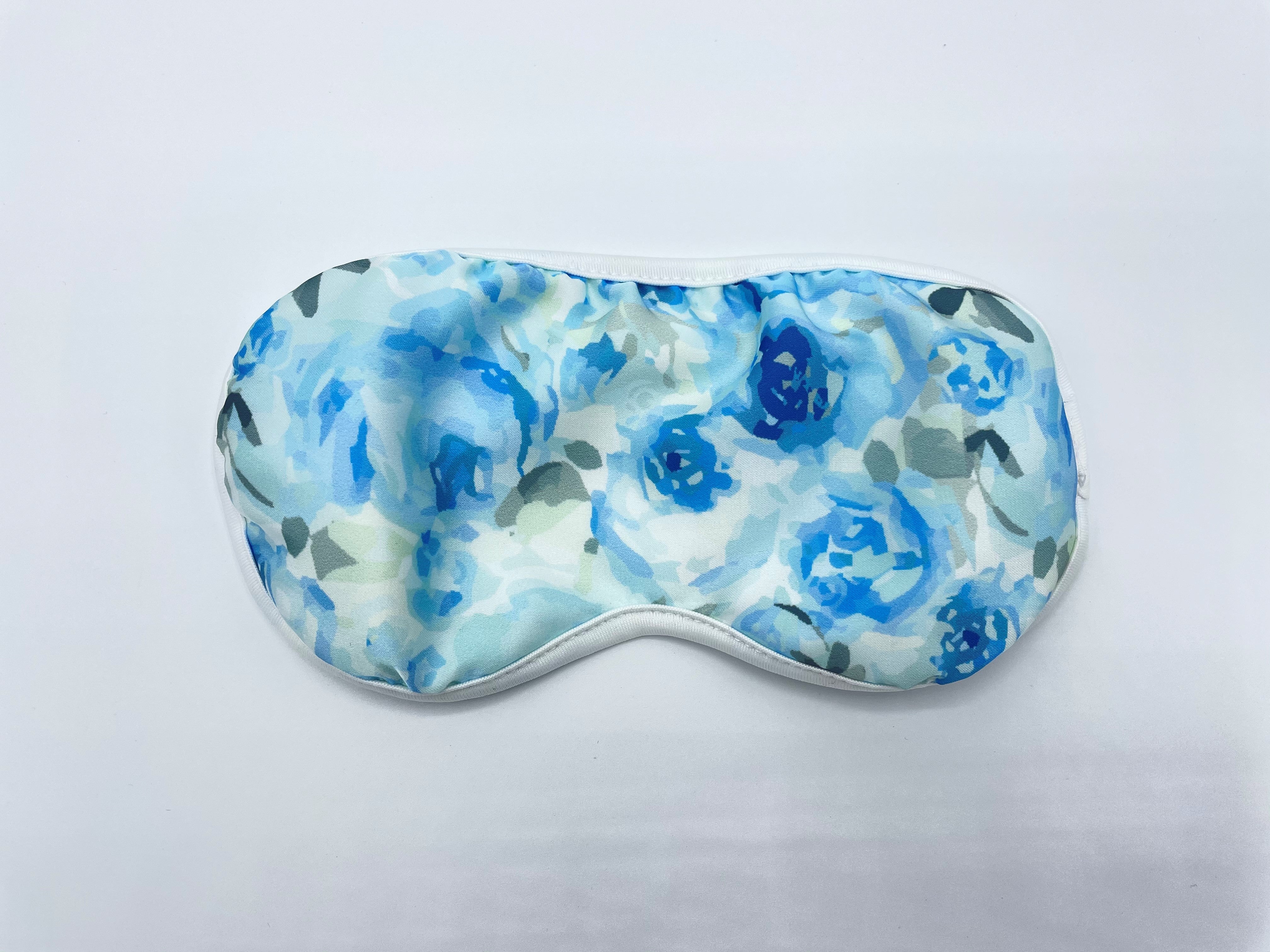 Blue floral eye mask made from recycled plastic