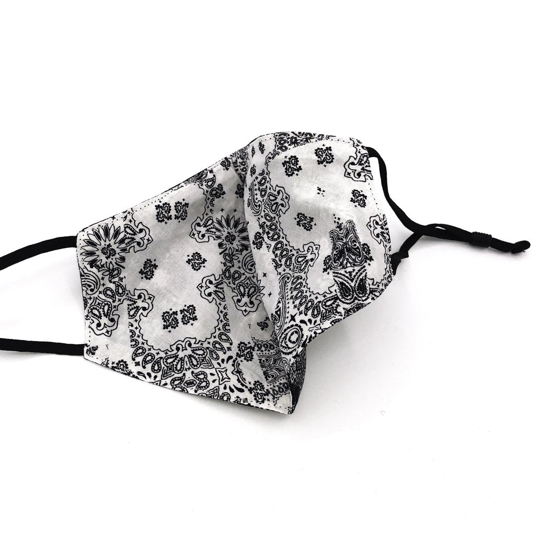 Skinny Reversible Black and White Bandana Print Face Covering