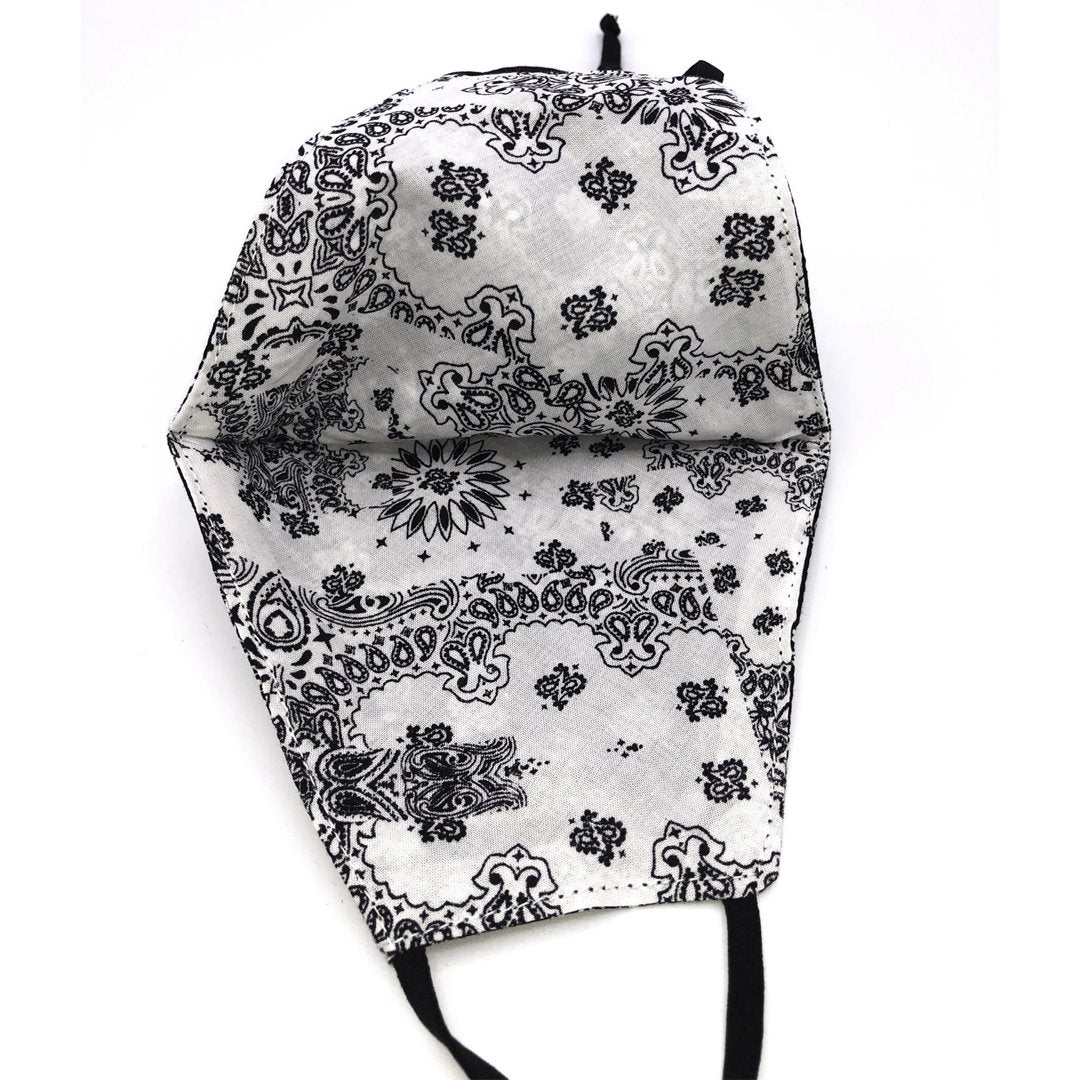 Skinny Reversible Black and White Bandana Print Face Covering