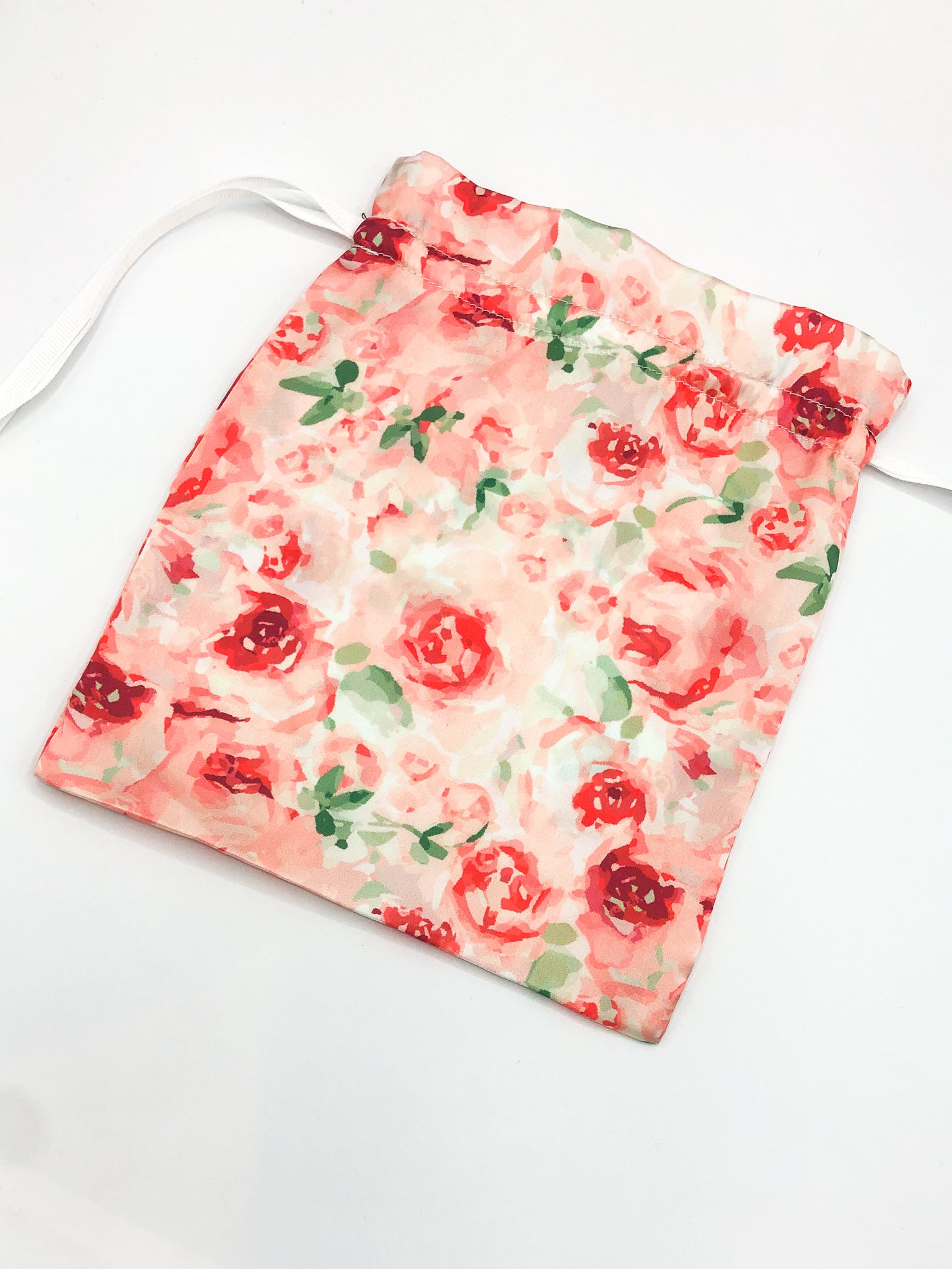 Pink floral fabric bag