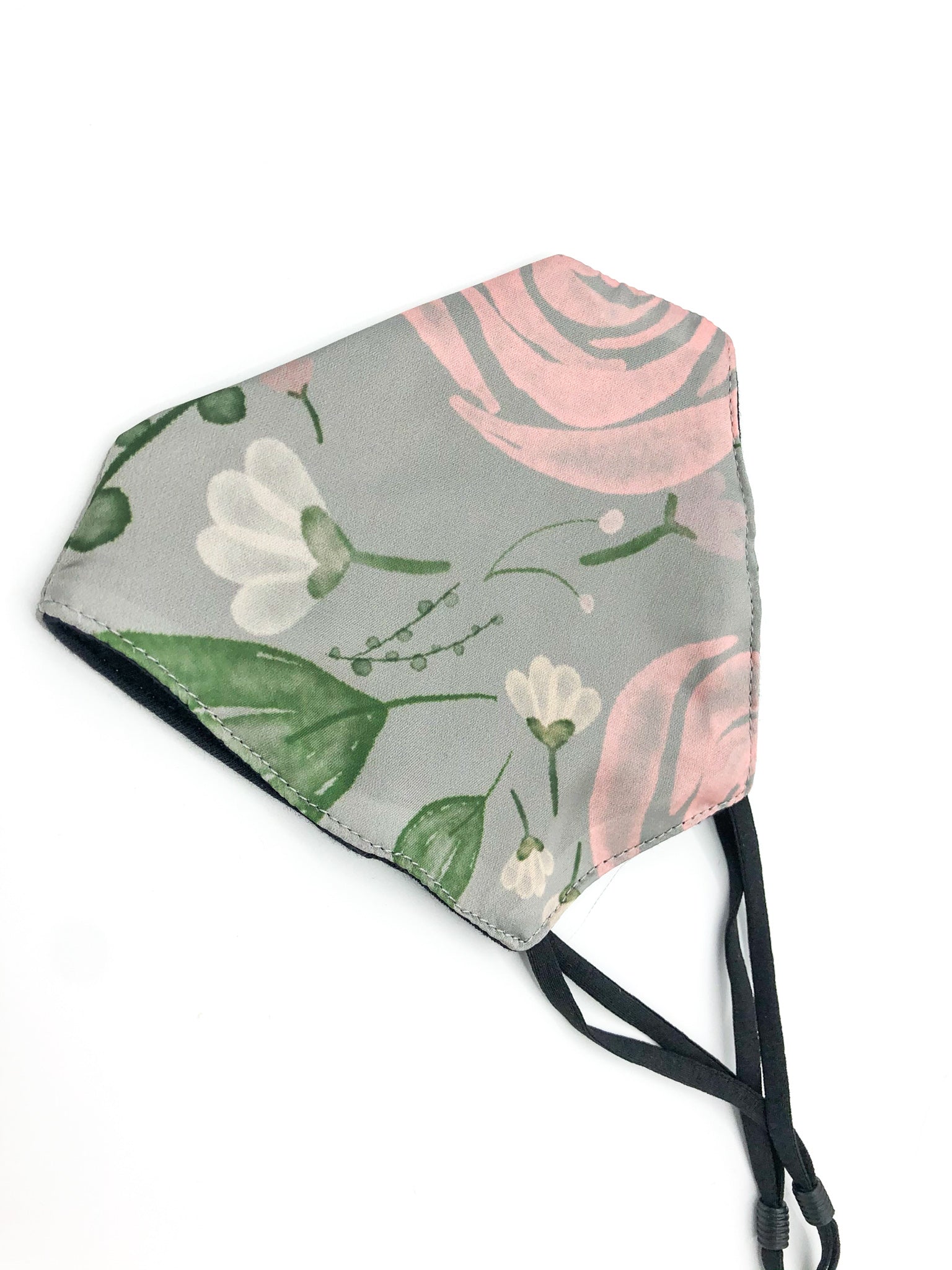 Wilde Grey Floral Face Covering and Fabric Bag