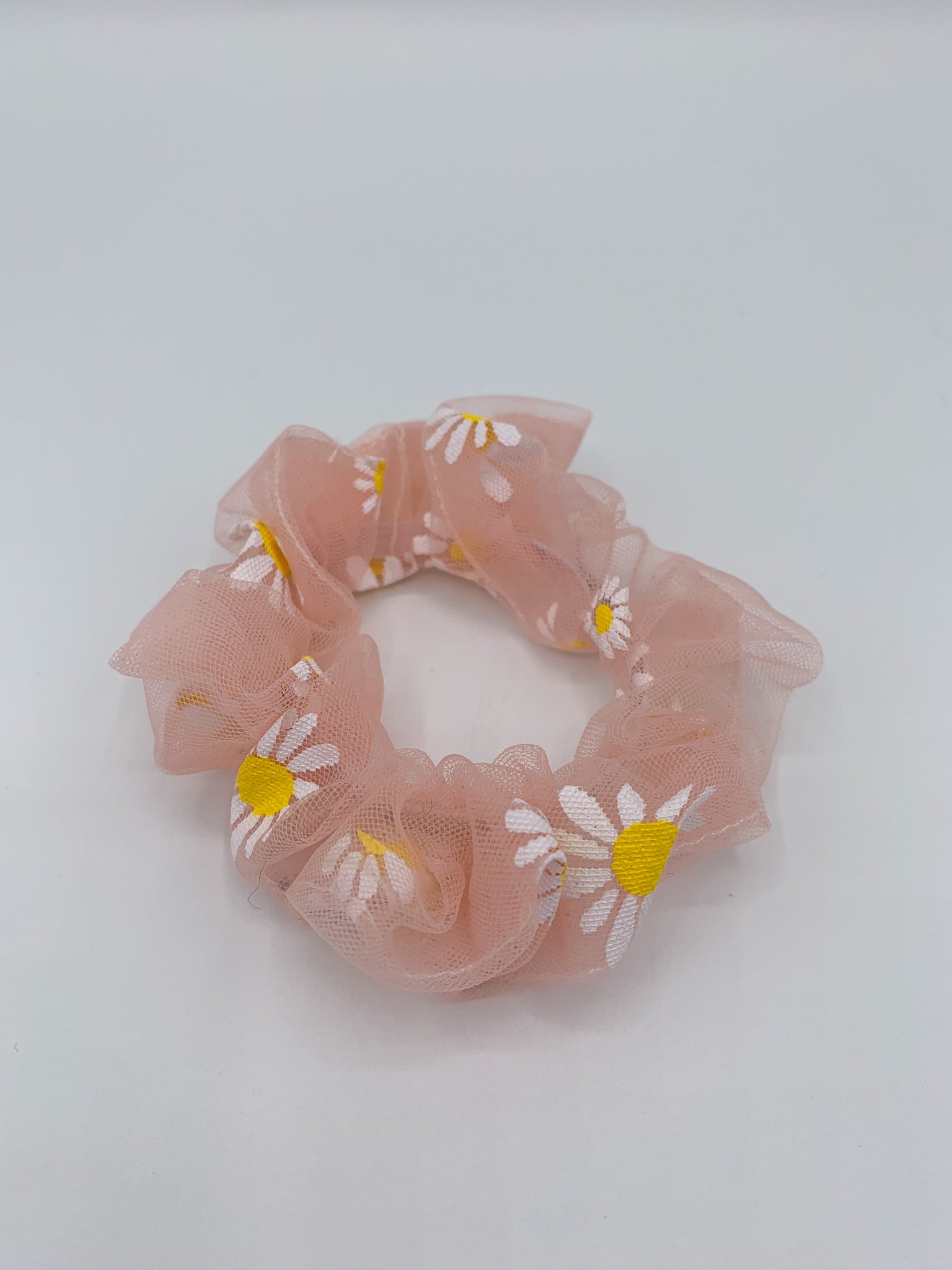 Daisy Flower Organza Scrunchie - Pink