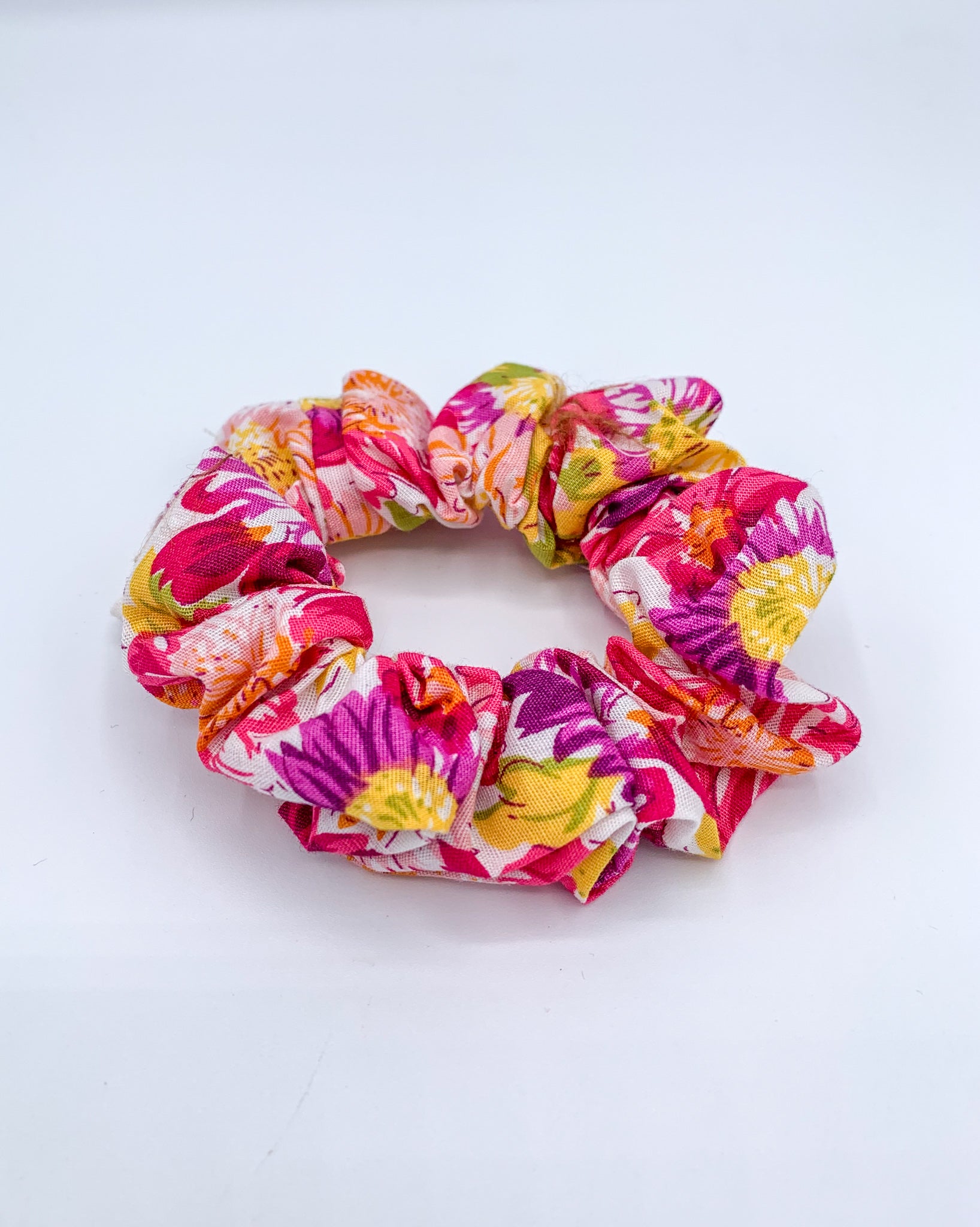 Sunflower Floral Scrunchie - Pink