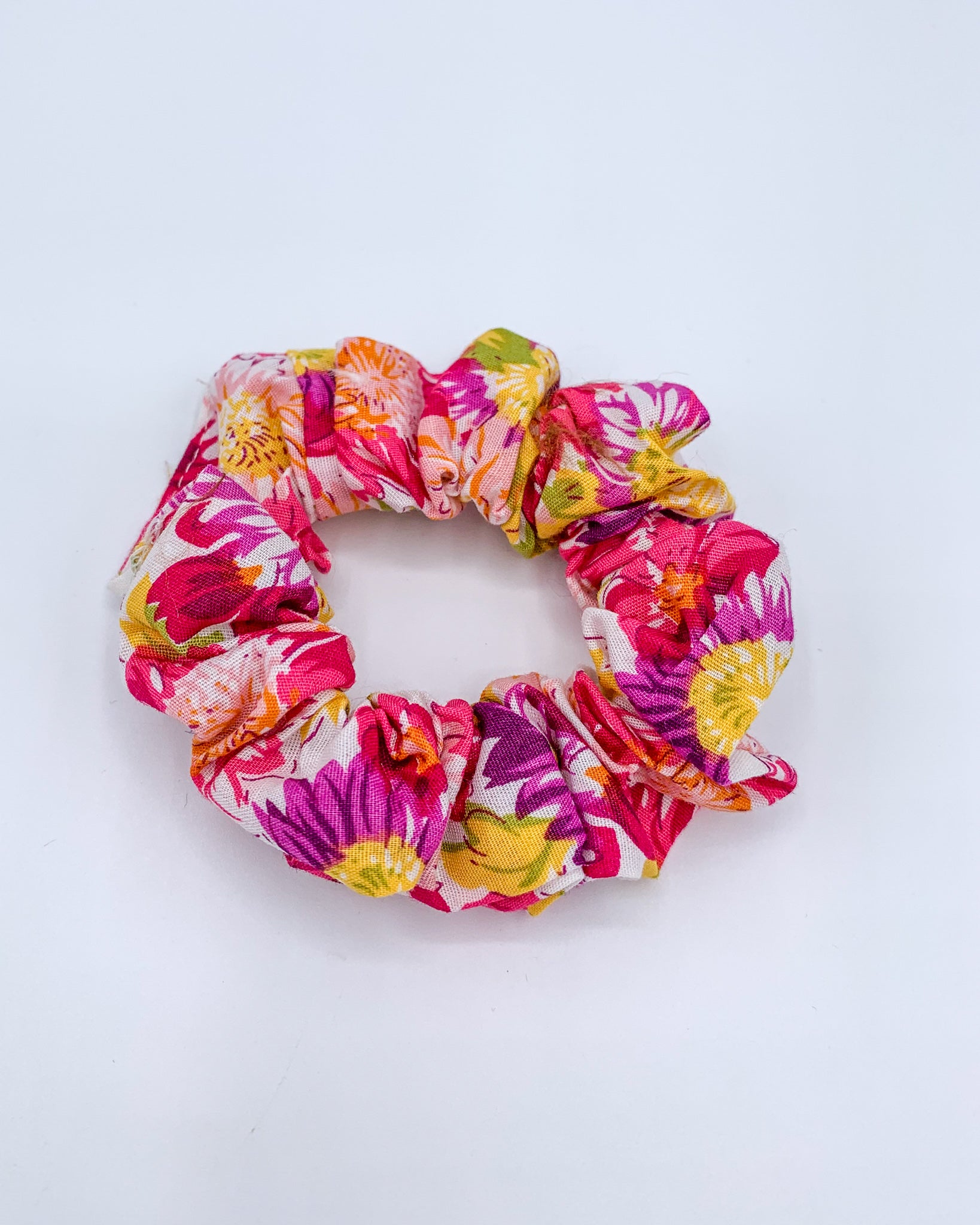 Sunflower Floral Scrunchie - Pink