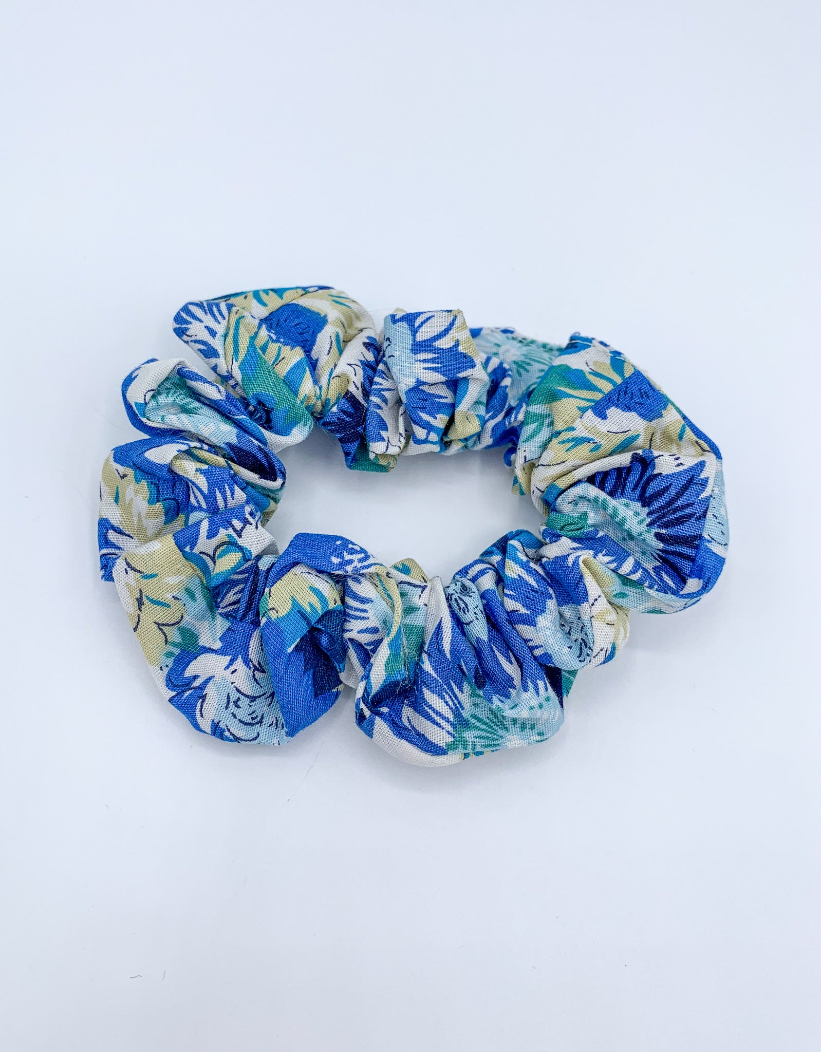 Sunflower Floral Scrunchie - Blue