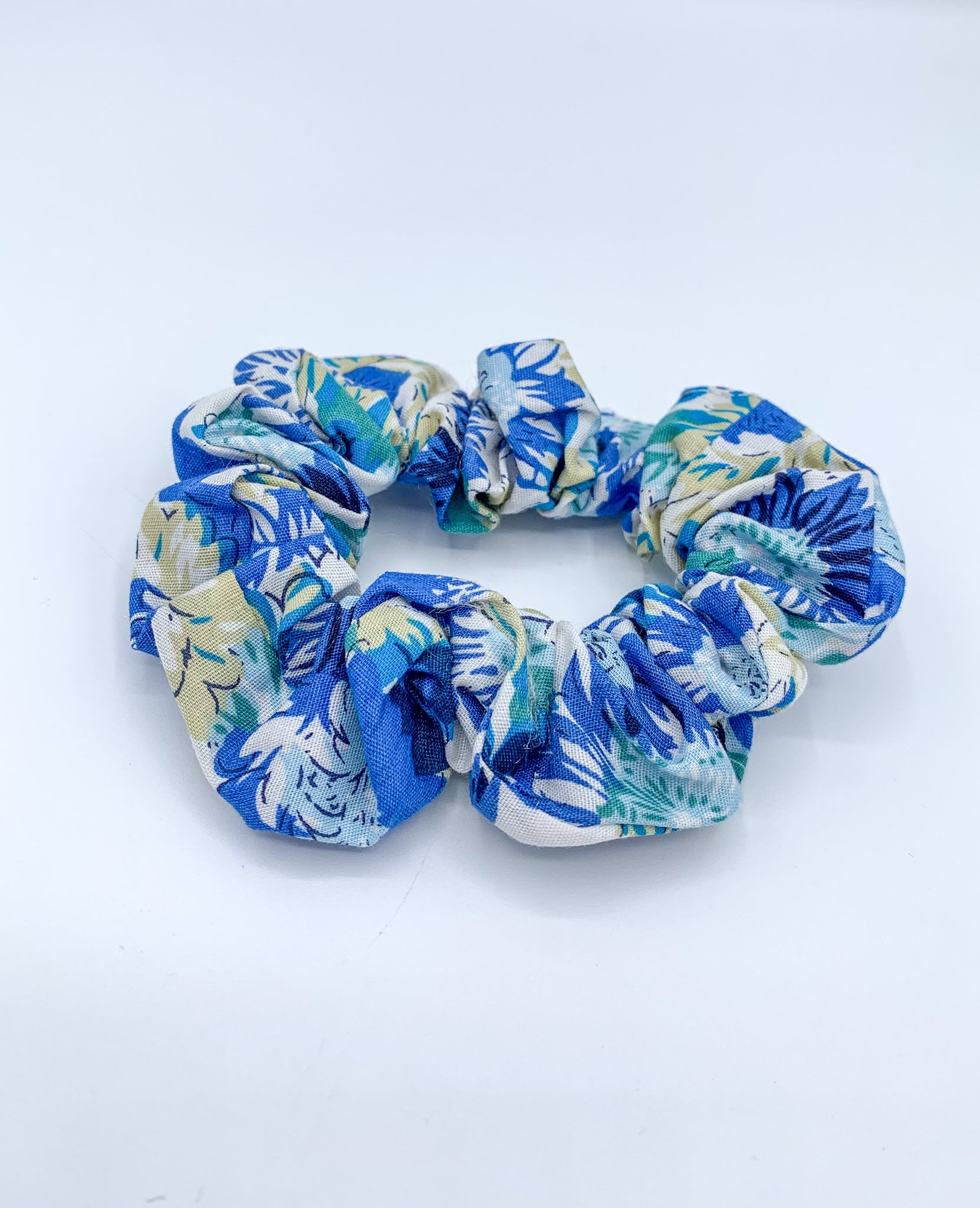 Sunflower Floral Scrunchie - Blue