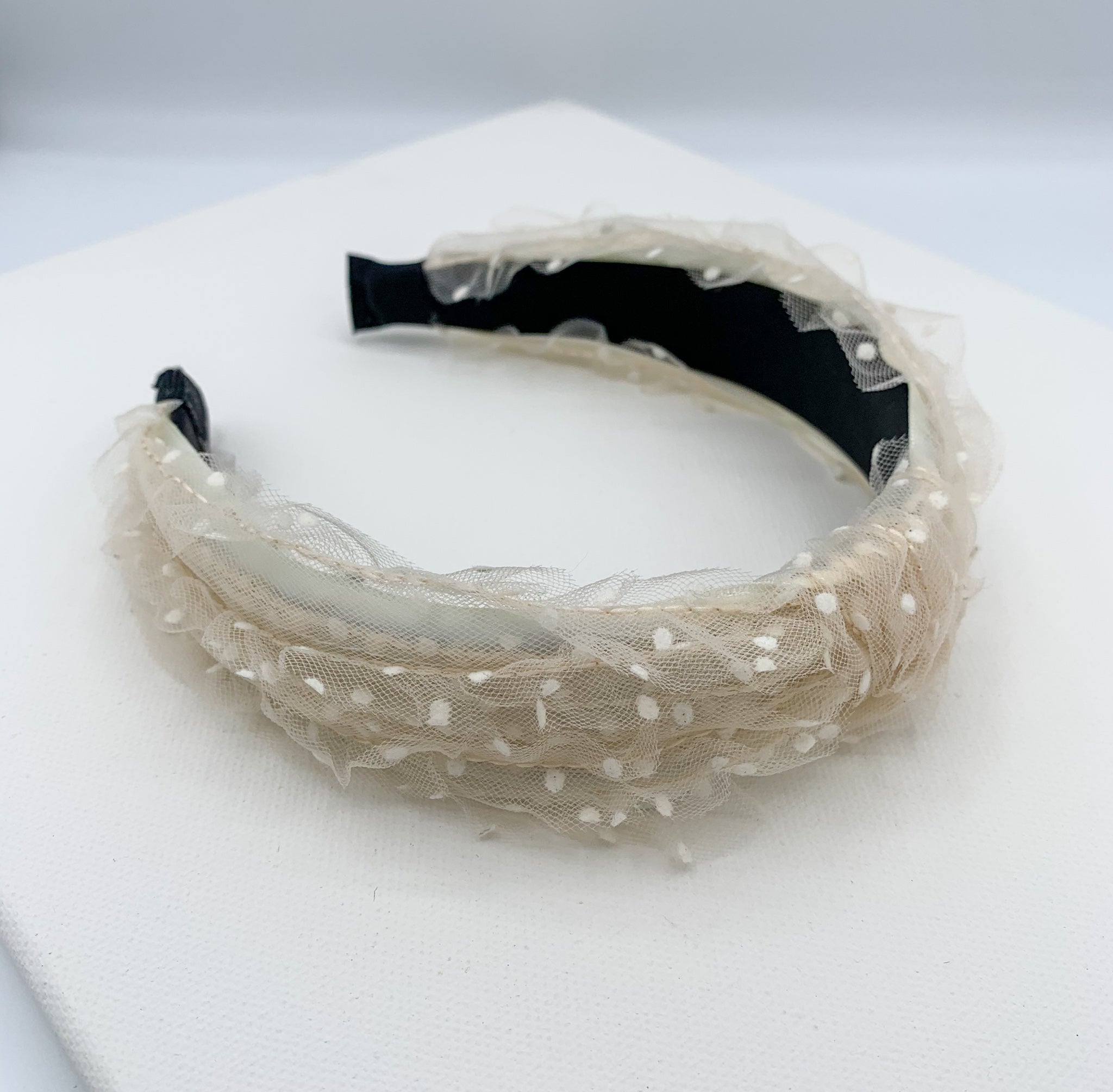 Spotty Mesh Headband - Nude