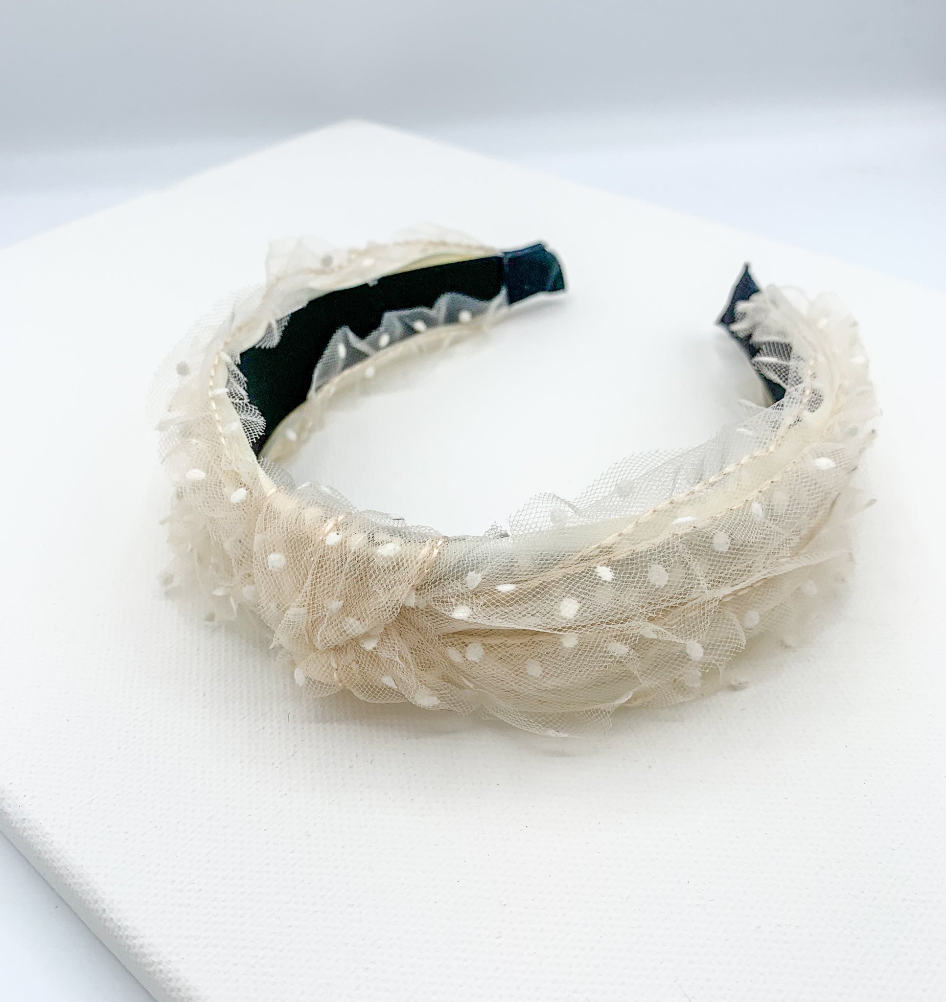 Spotty Mesh Headband - Nude