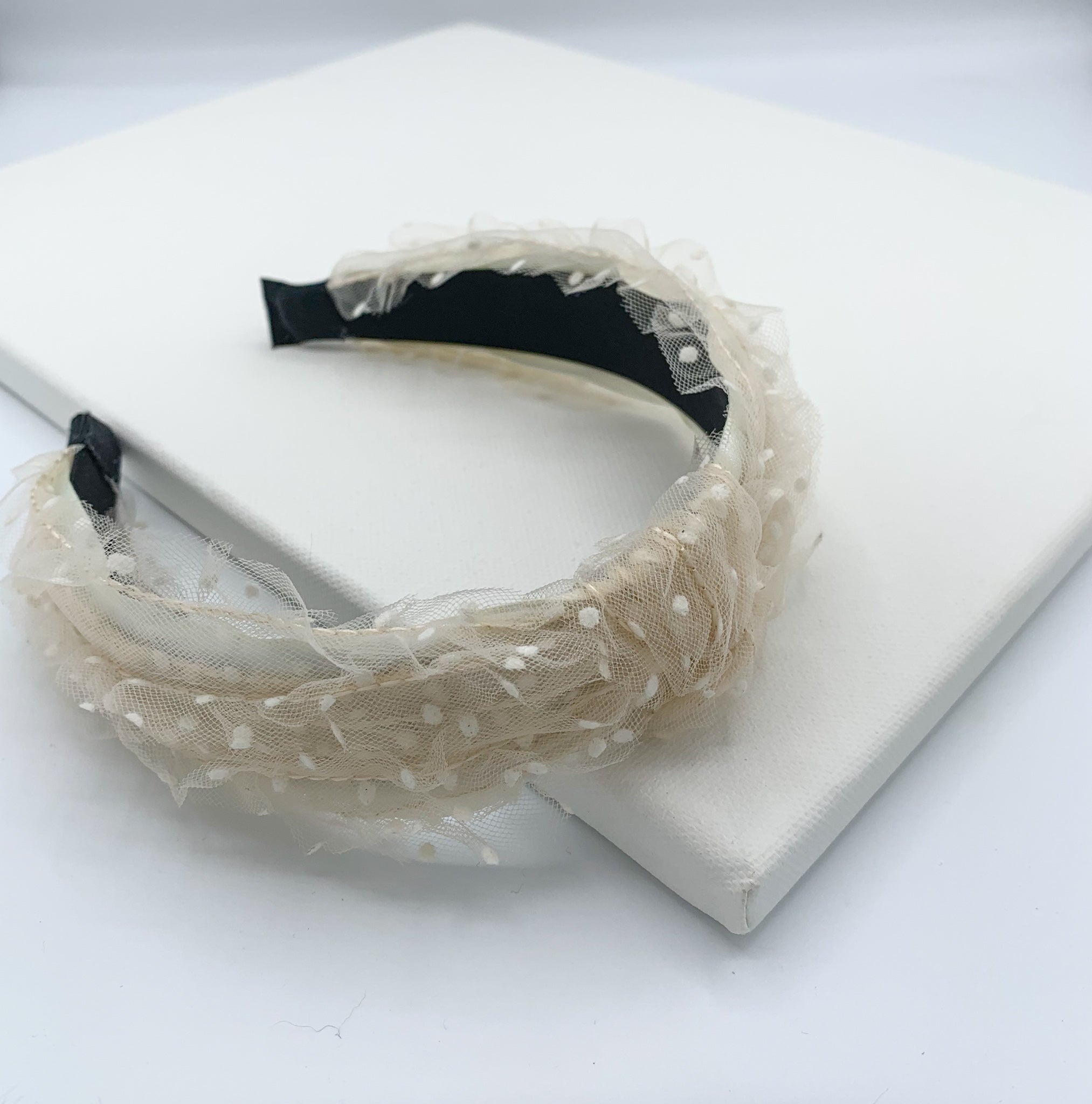 Spotty Mesh Headband - Nude