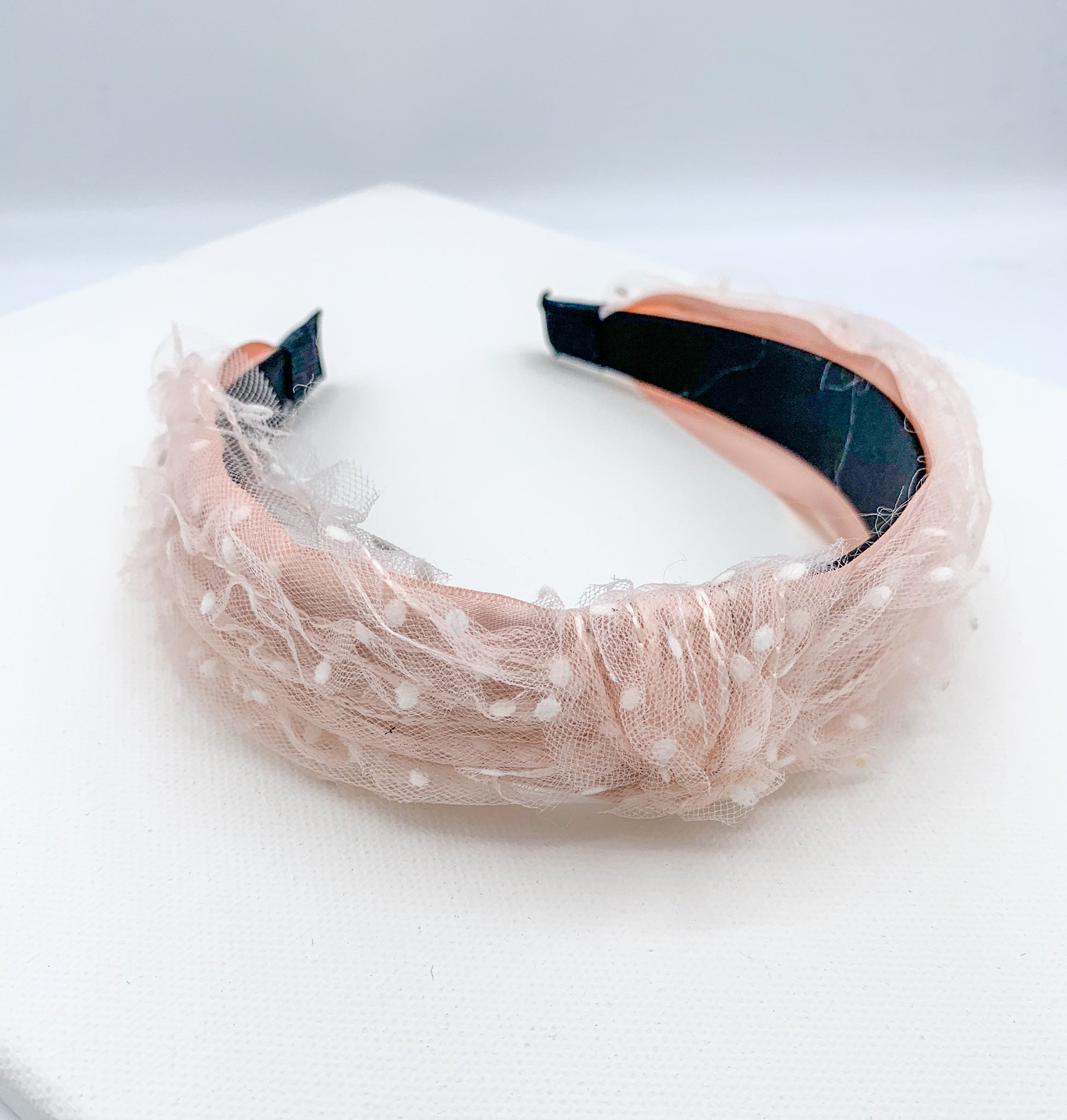 Spotty Mesh Headband - Pink