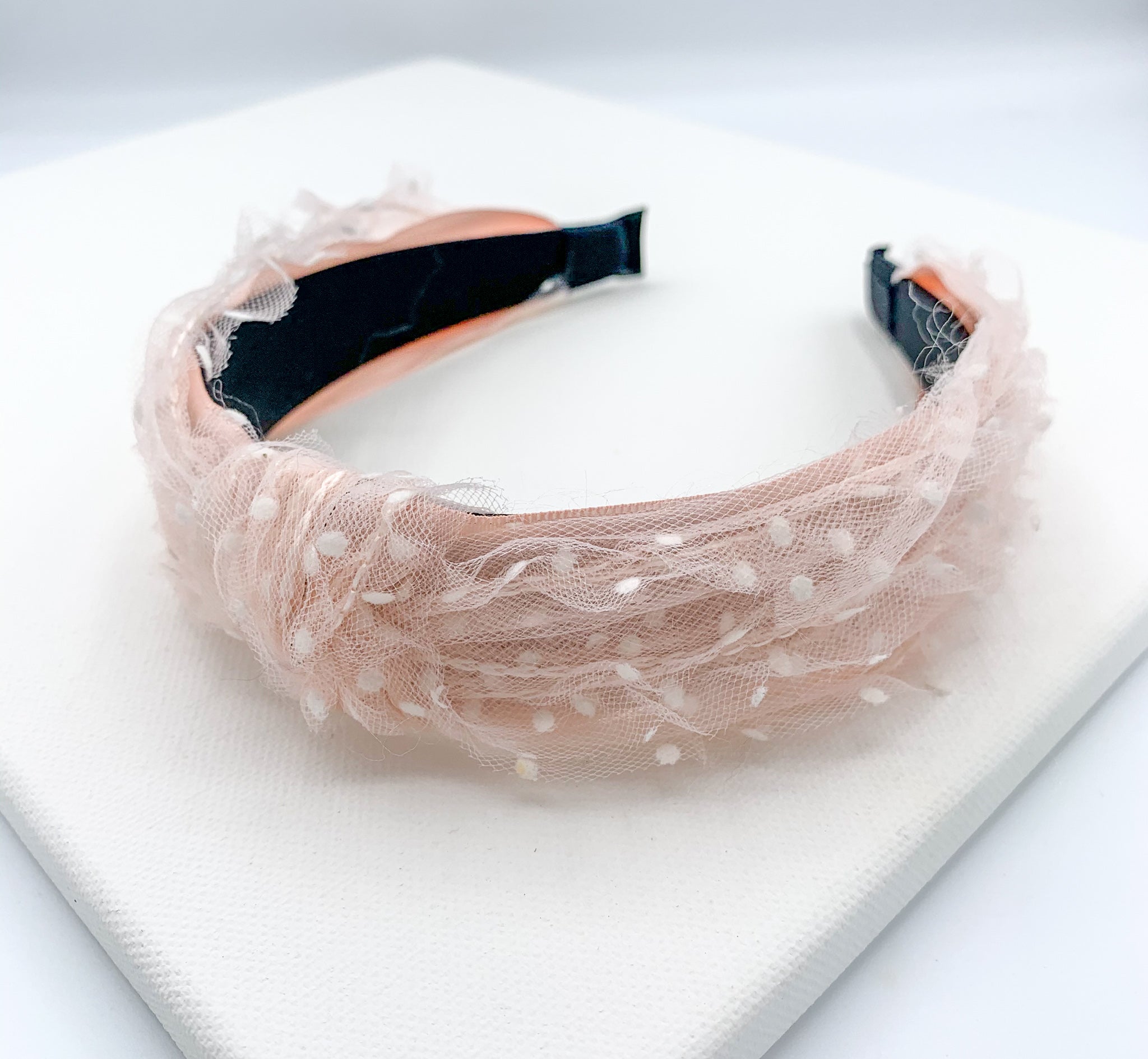 Spotty Mesh Headband - Pink