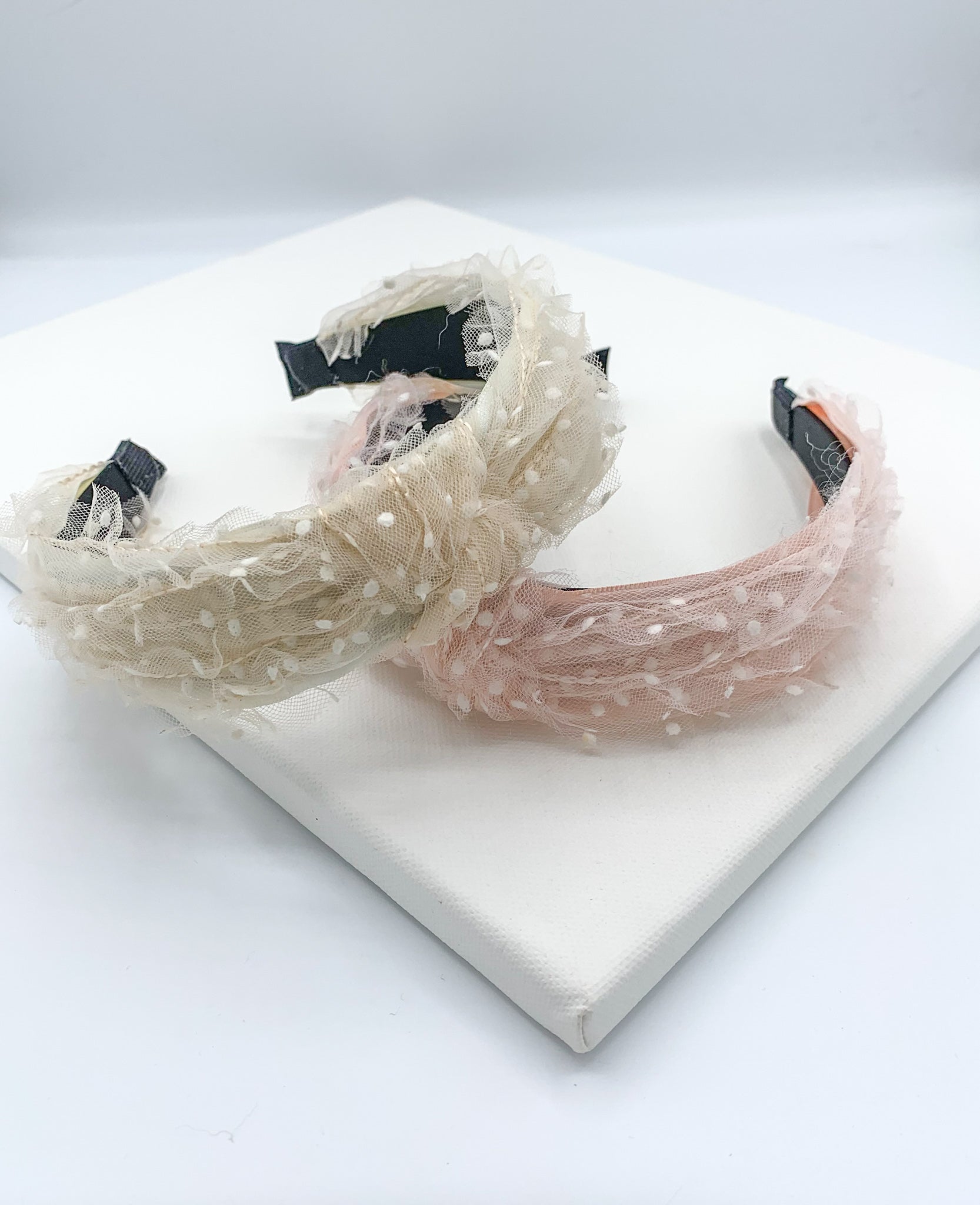 Spotty Mesh Headband - Nude