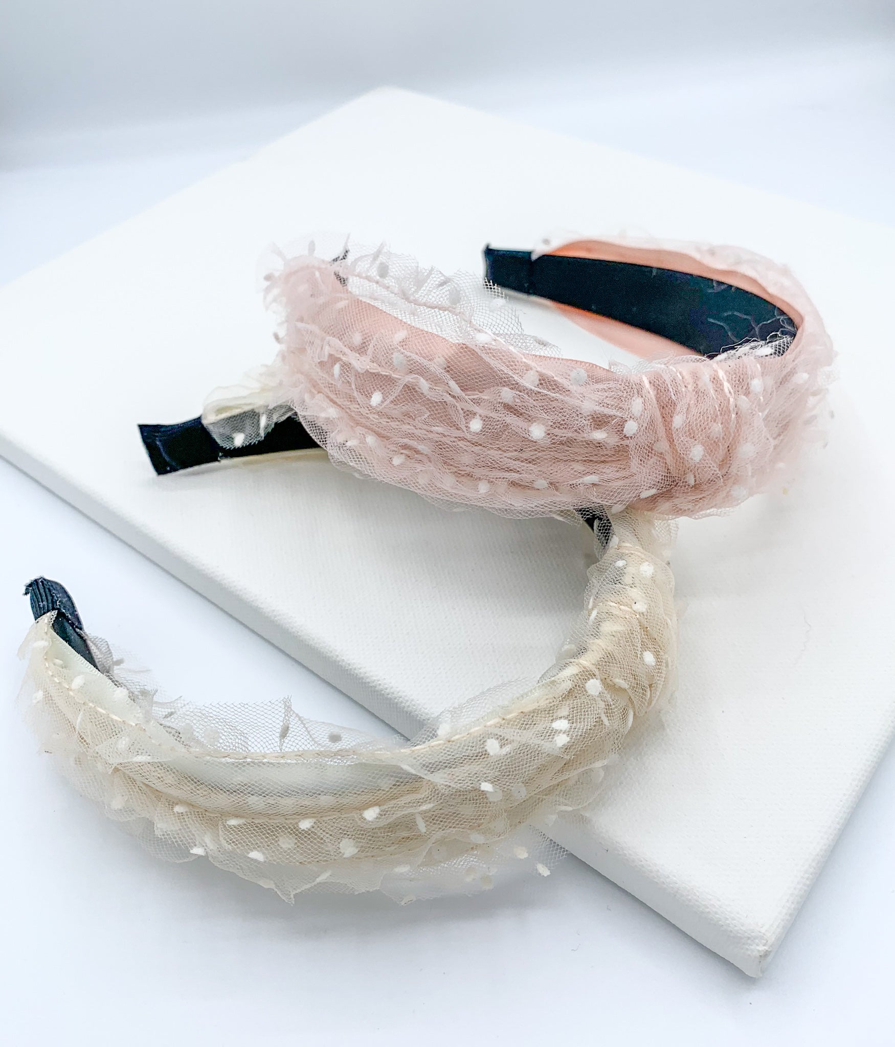 Spotty Mesh Headband - Pink