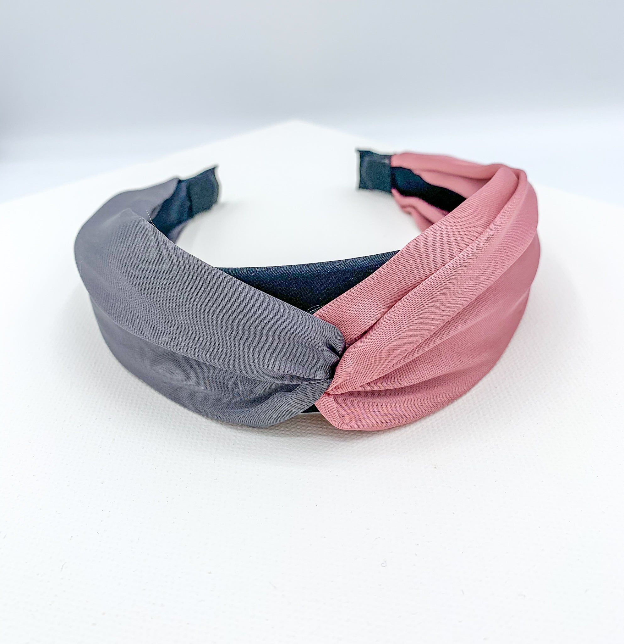 Pink and Grey Two Colour Knotted Headband
