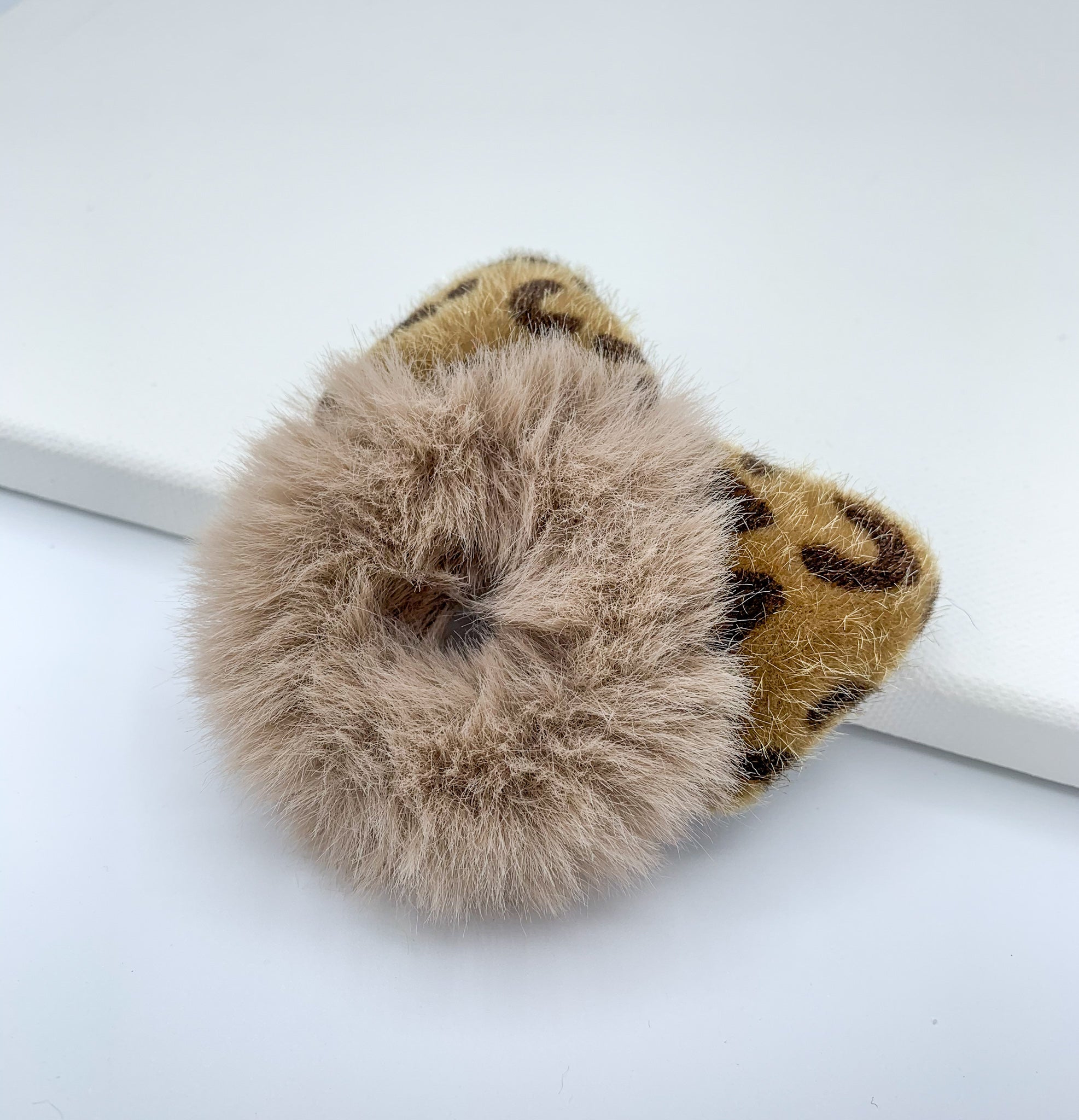 Cute Animal Ear Furry Scrunchie - Brown