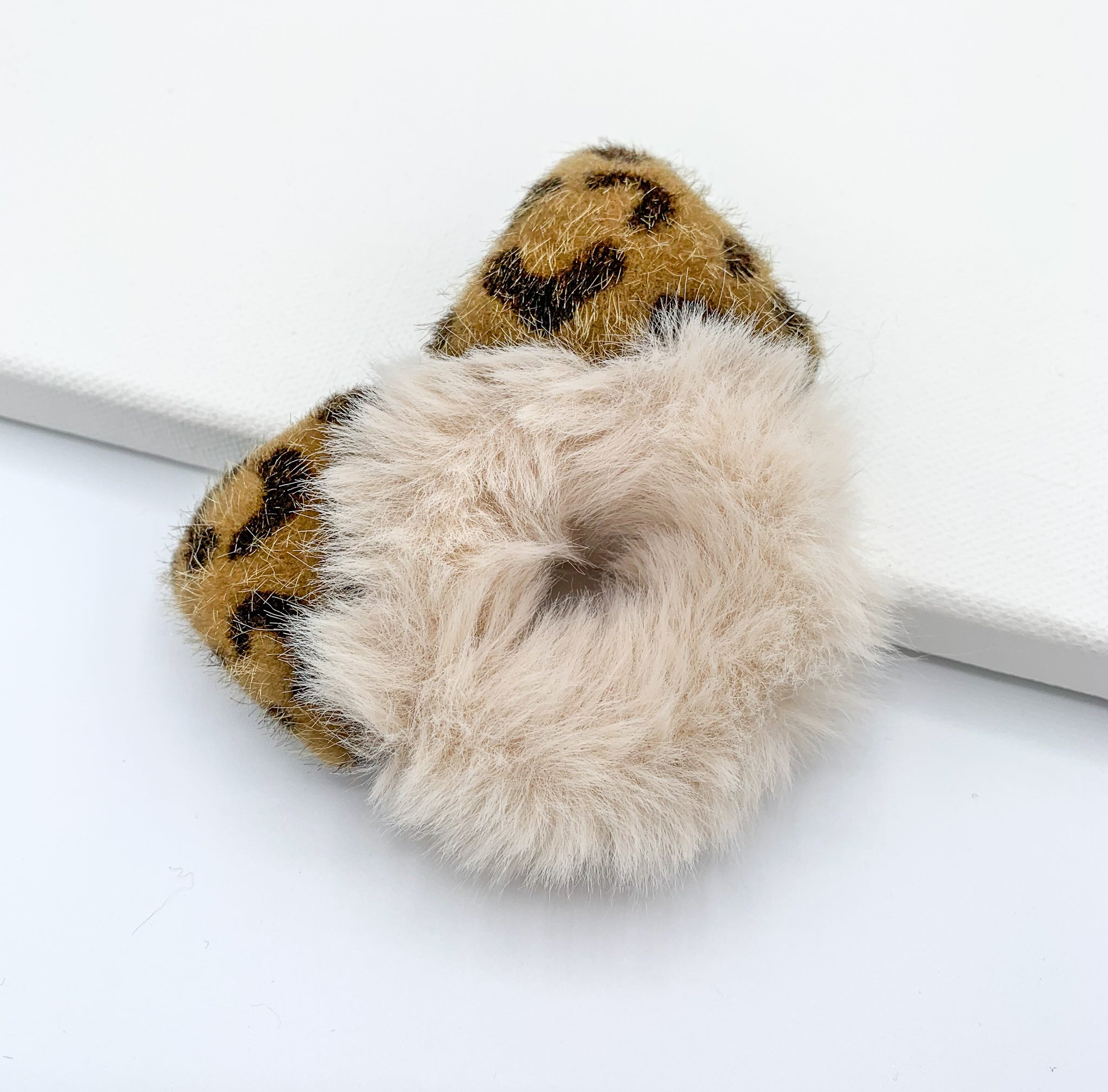 Cute Animal Ear Furry Scrunchie - Cream