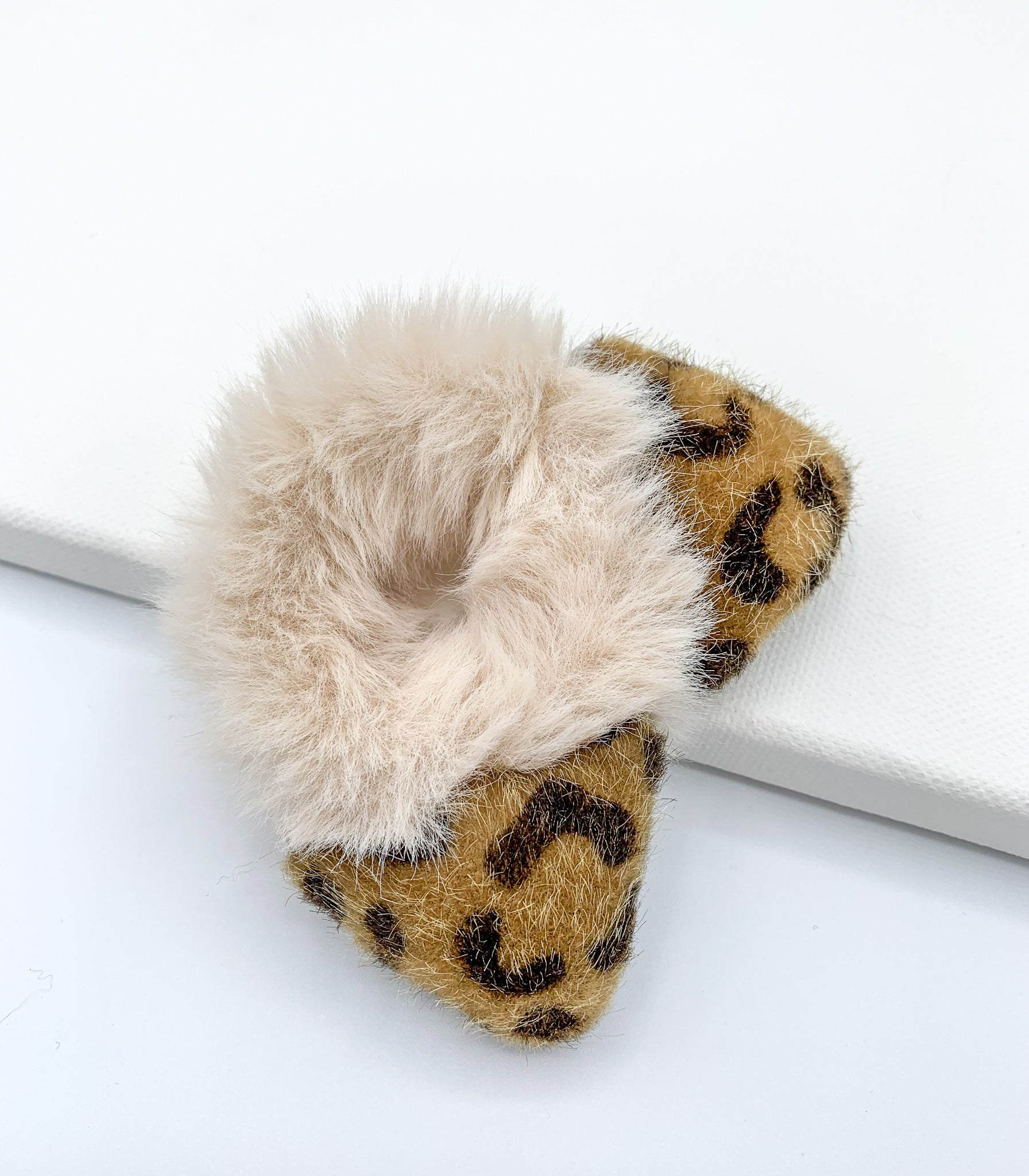 Cute Animal Ear Furry Scrunchie - Cream