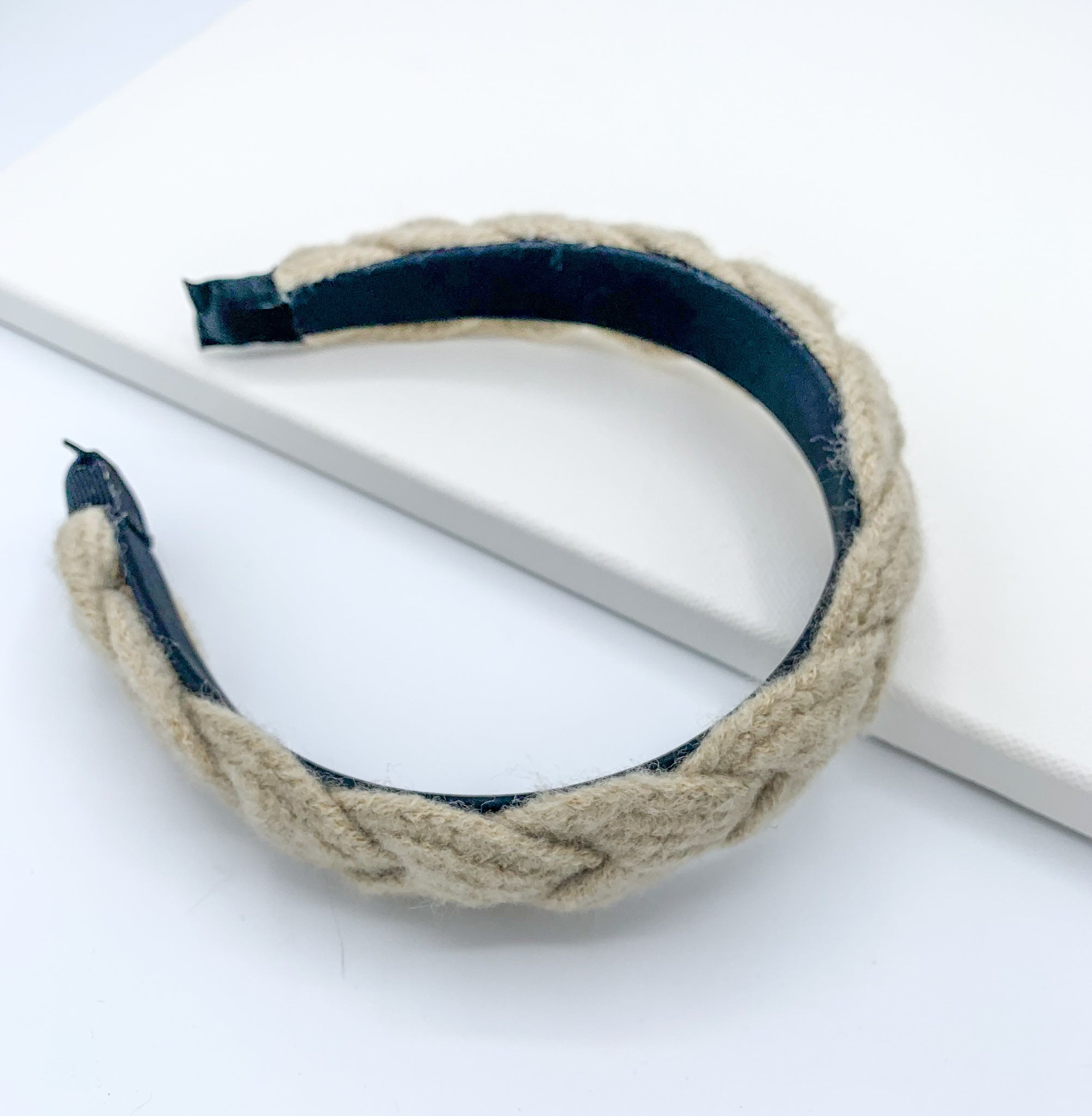 Plaited Wool Effect Grey Headband