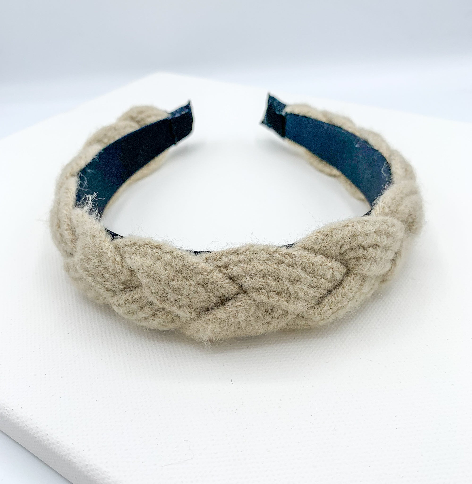 Plaited Wool Effect Grey Headband