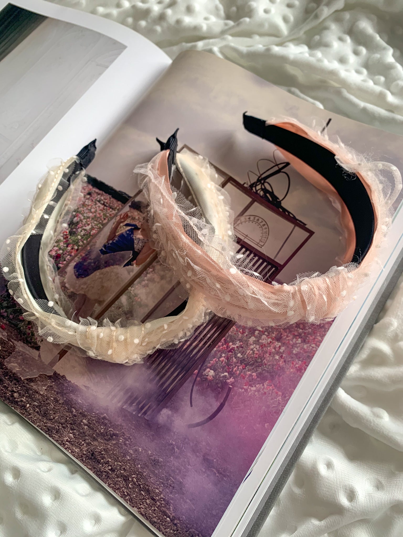 Spotty Mesh Headband - Pink