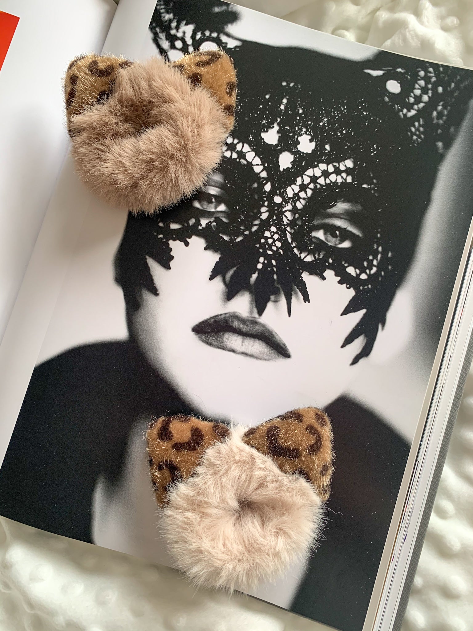 Cute Animal Ear Furry Scrunchie - Brown