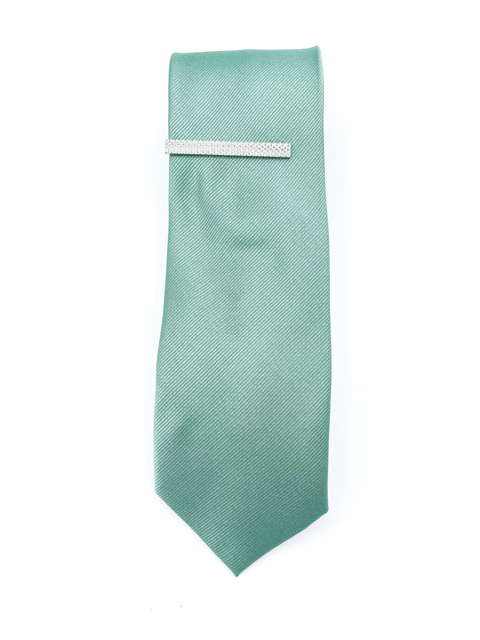 Mint tie with Floral Pocket Square, Lapel Pin, Tie Bar and Fabric Bag