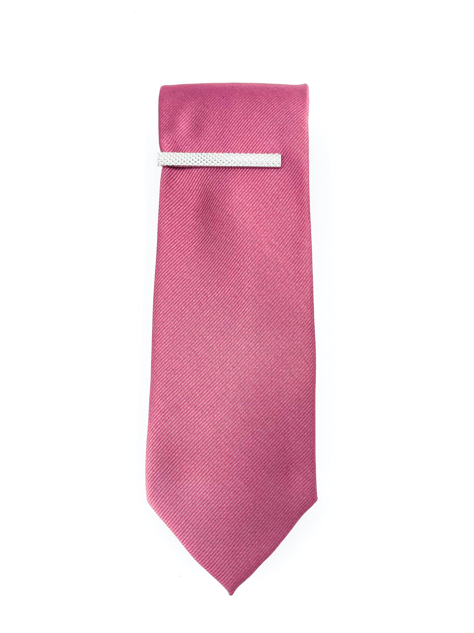 Dark Pink Tie with Floral Pocket Square, Lapel Pin, Tie Bar and Fabric Bag